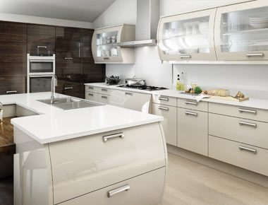 Beige High Gloss Kitchen