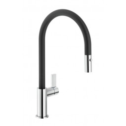 Flag J spout tap, pull out, Chrome & Black