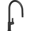 Second Nature Sinks and Taps - Flag J spout tap, pull out, Matt Black