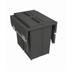 Pull-Out Waste Bin With Plastic Lid, 2 x 29 Litre Bins