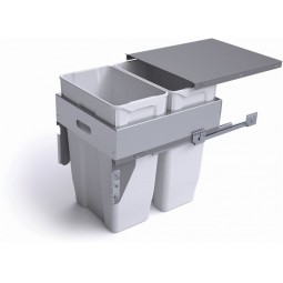 Pull-Out Waste Bin W/Metal Lid, 2 x 35L Bins For 450mm Cab.